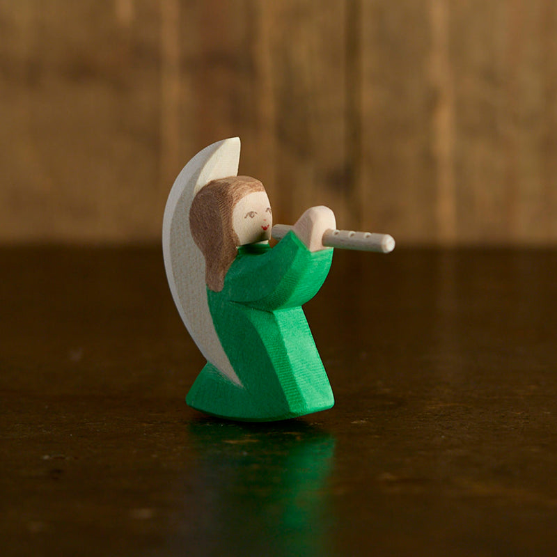 Handcrafted Wooden Angel with Flute