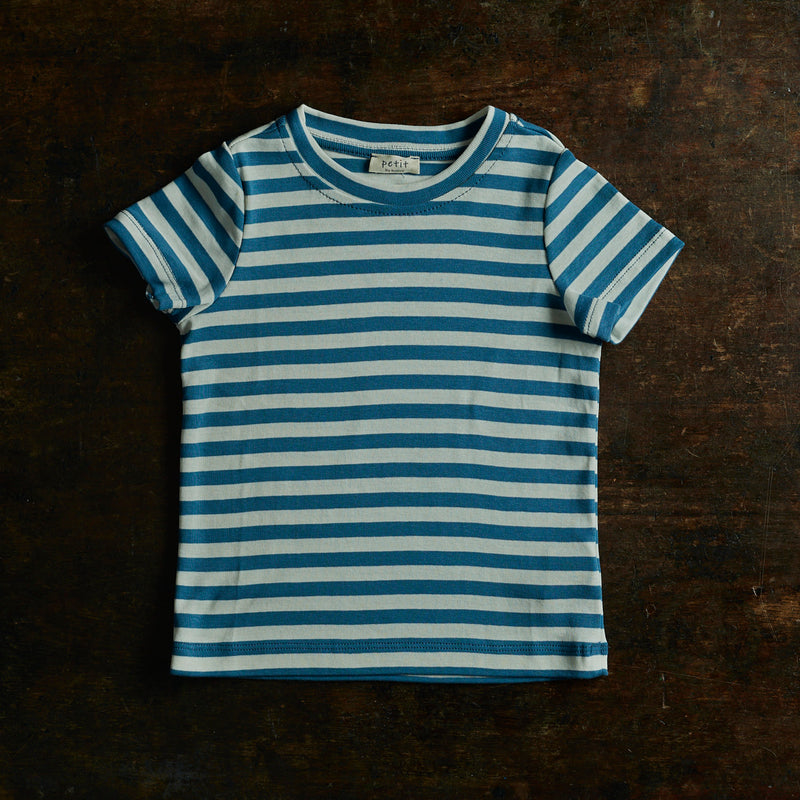 Cotton Andi Tee - Natural/Denim Blue Stripe