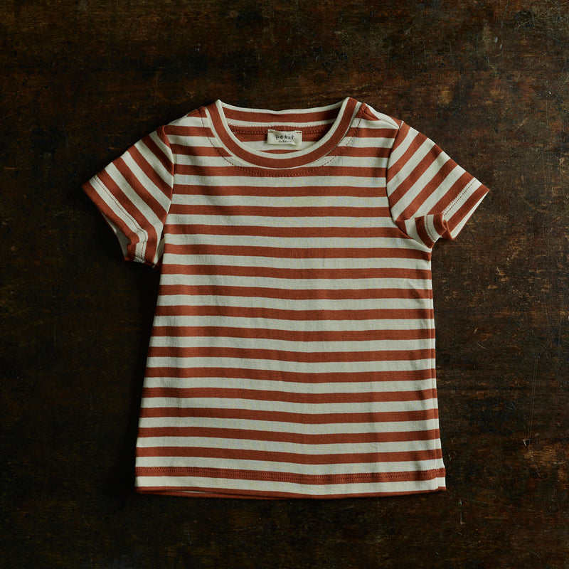 Cotton Andi Tee - Natural/Rust Stripe