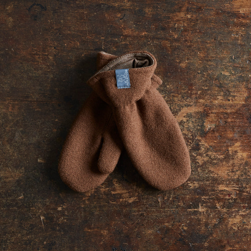 Boiled Wool Mittens with Wool/Silk Lining - Hazelnut