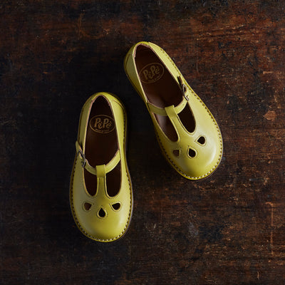 Leather T-Bar Shoes - Chartreuse