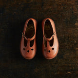 Leather T-Bar Shoes - Terracotta