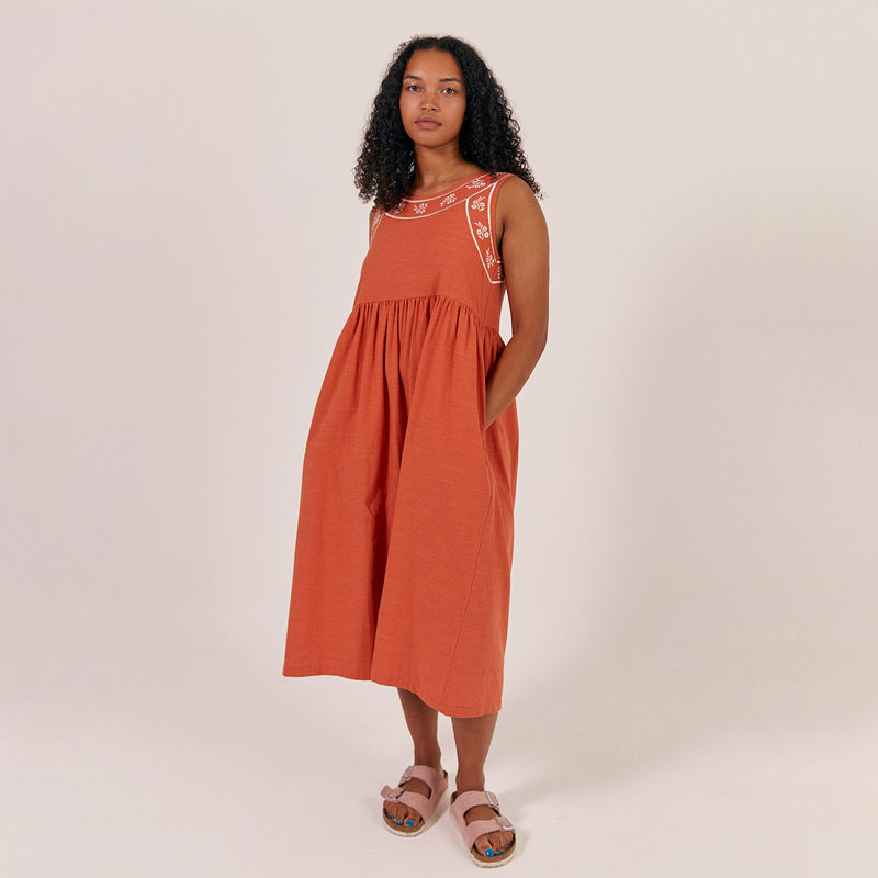 Womens Linen/Cotton Hills Dress - Tomato