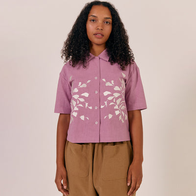 Womens Linen/Cotton Odette Shirt - Lilac