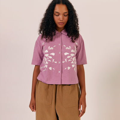 Womens Linen/Cotton Odette Shirt - Lilac