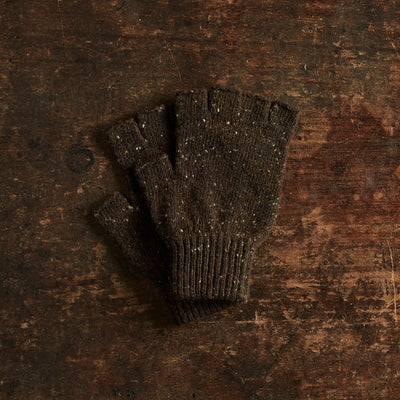 Adults Fingerless Gloves - Donegal Merino Wool - Burnt Umber