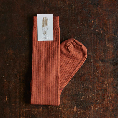 Adults Weaver Knee High Socks - Wool - Rust