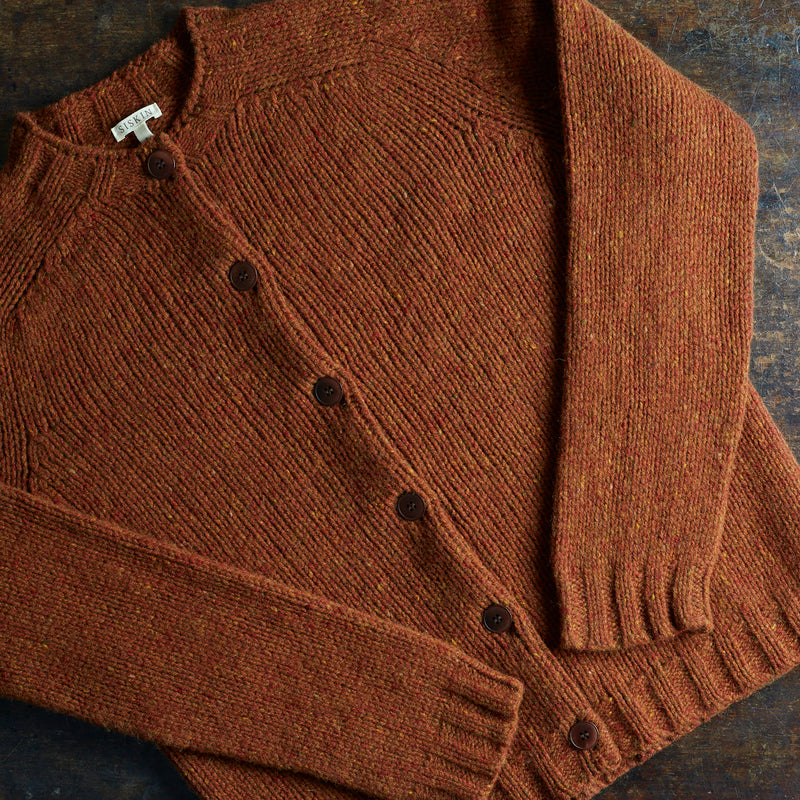 Adults Coast Cardigan - Donegal Wool - Cinnamon