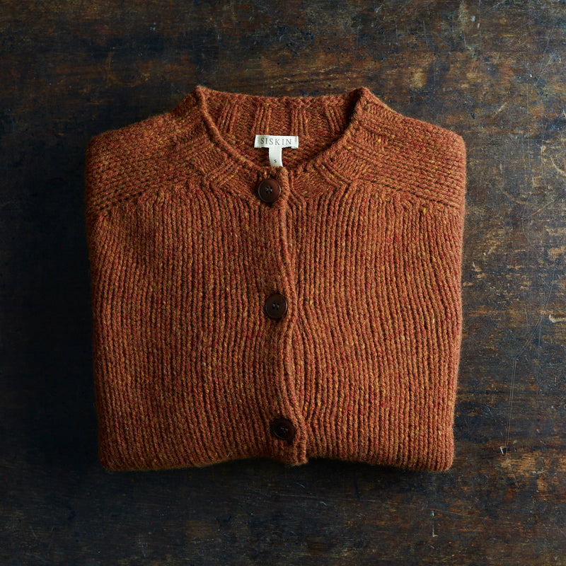 Adults Coast Cardigan - Donegal Wool - Cinnamon