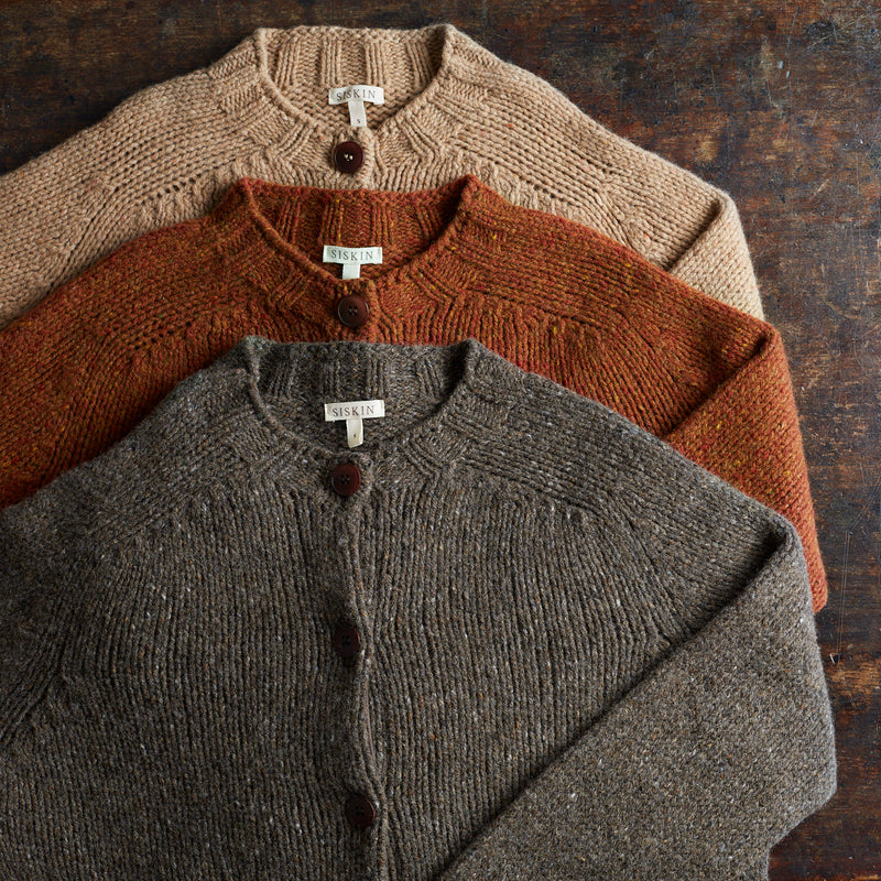 Adults Coast Cardigan - Donegal Wool - Cinnamon