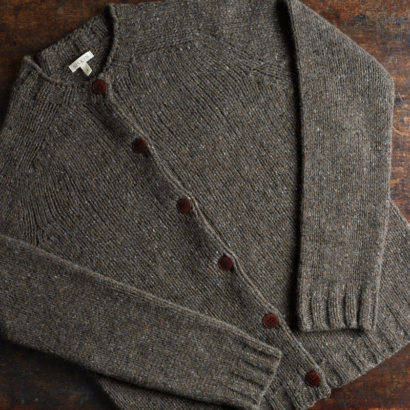 Womens Coast Cardigan - Donegal Wool - Granite