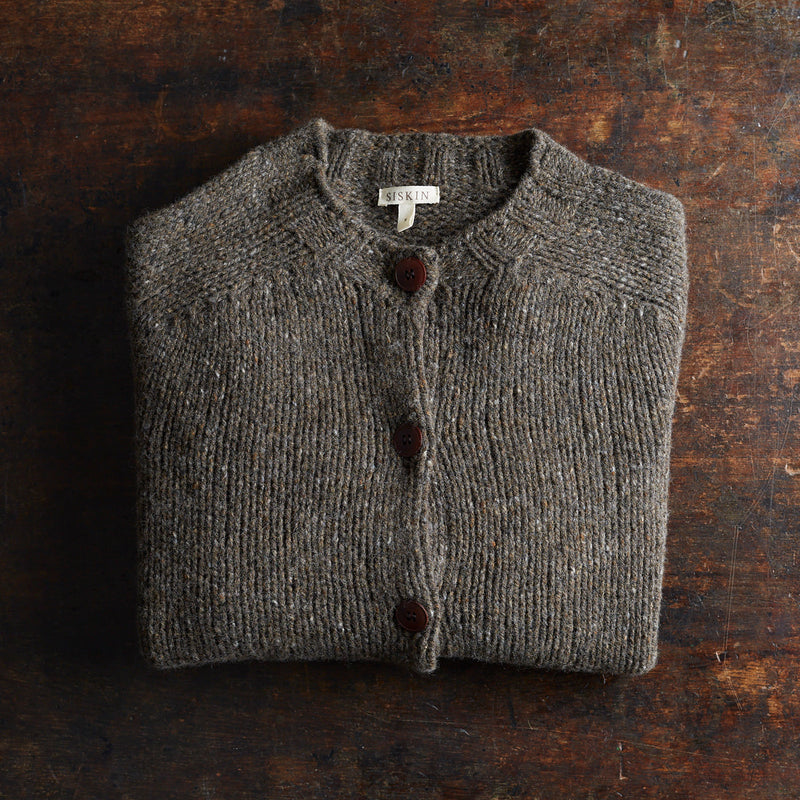 Womens Coast Cardigan - Donegal Wool - Granite