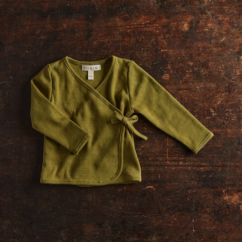 Caspius Baby Wrap Top - Cotton Pointelle - Olive