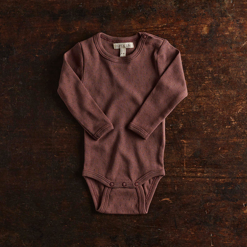 Gadwall Baby Body - Cotton Pointelle - Damson