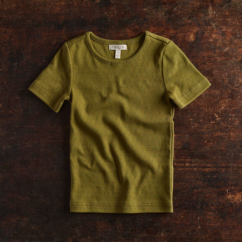 Smew Top - Cotton Pointelle - Olive