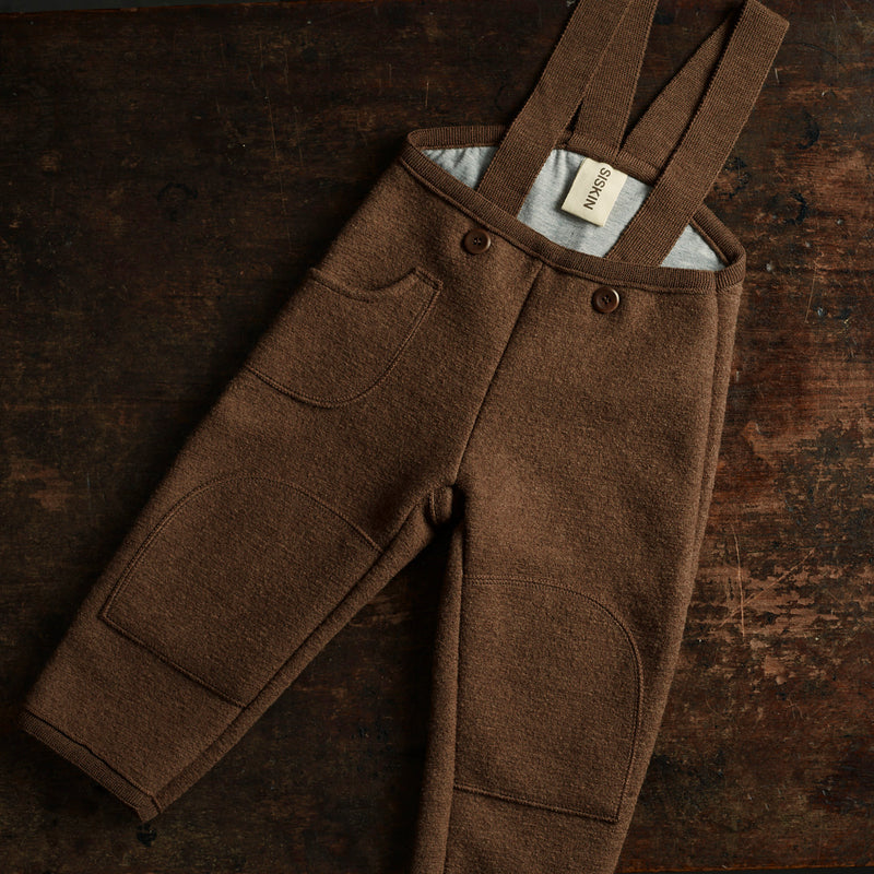 Baby & Kids Boiled Merino Wool Pocket Dungarees - Hazelnut