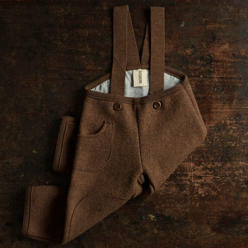 Baby & Kids Boiled Merino Wool Pocket Dungarees - Hazelnut