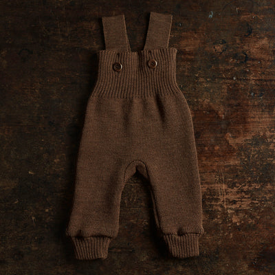 Baby Merino Wool Dungarees - Hazelnut