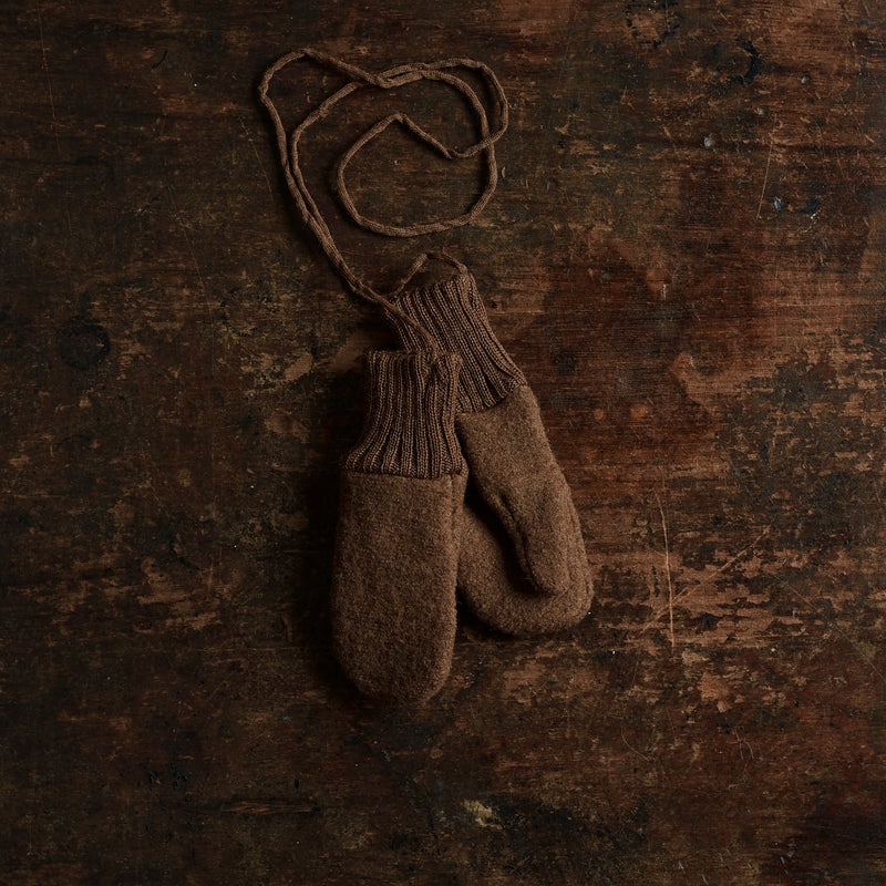 Boiled Merino Wool Mittens - Hazelnut