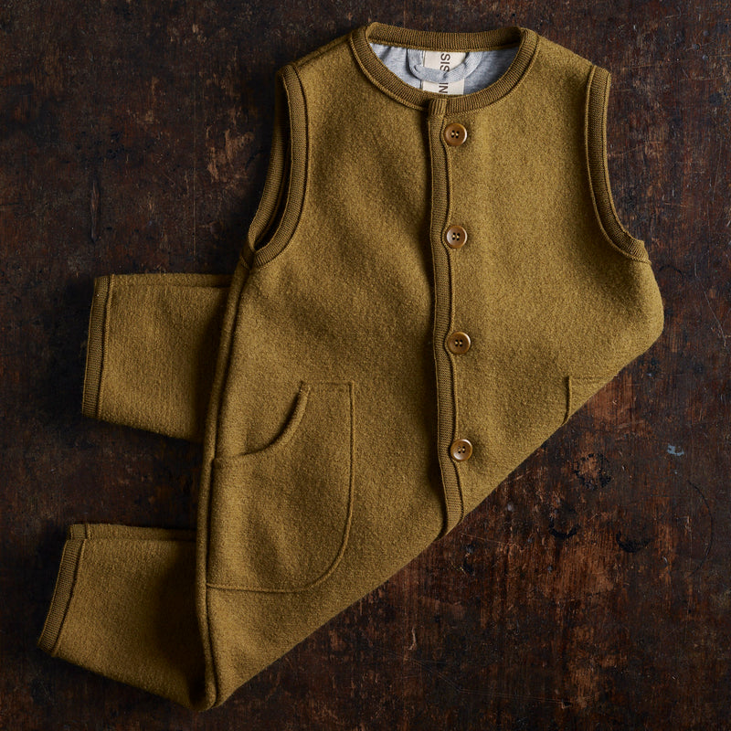 Baby & Kids Earth Playsuit - Boiled Merino Wool - Gold