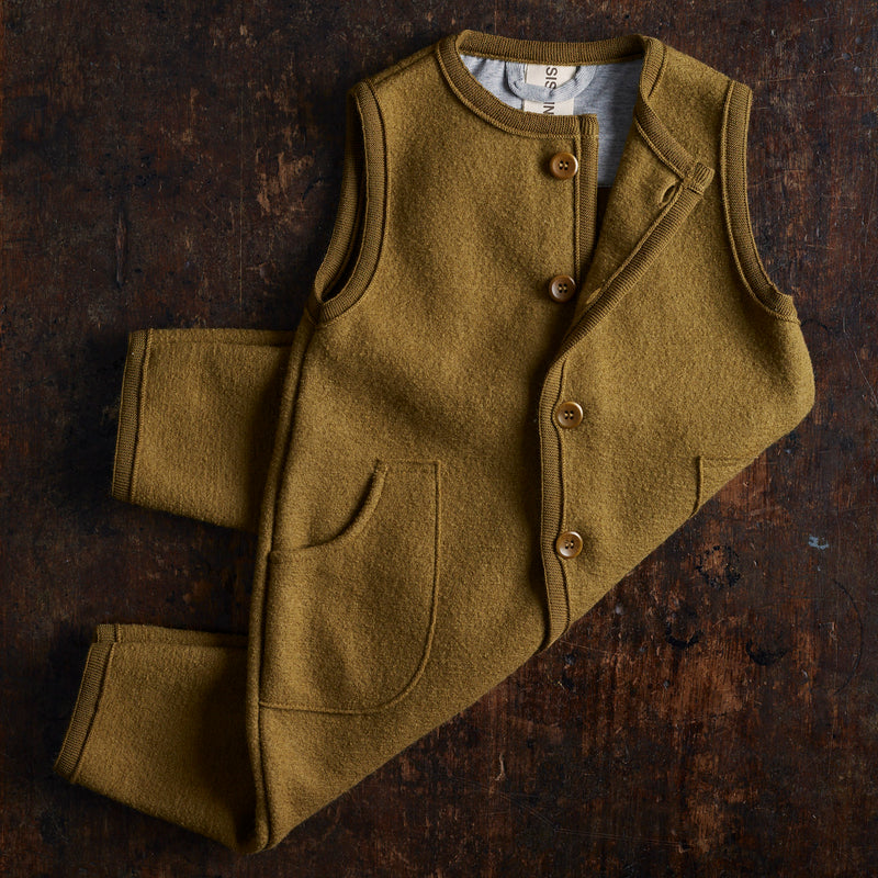 Baby & Kids Earth Playsuit - Boiled Merino Wool - Gold