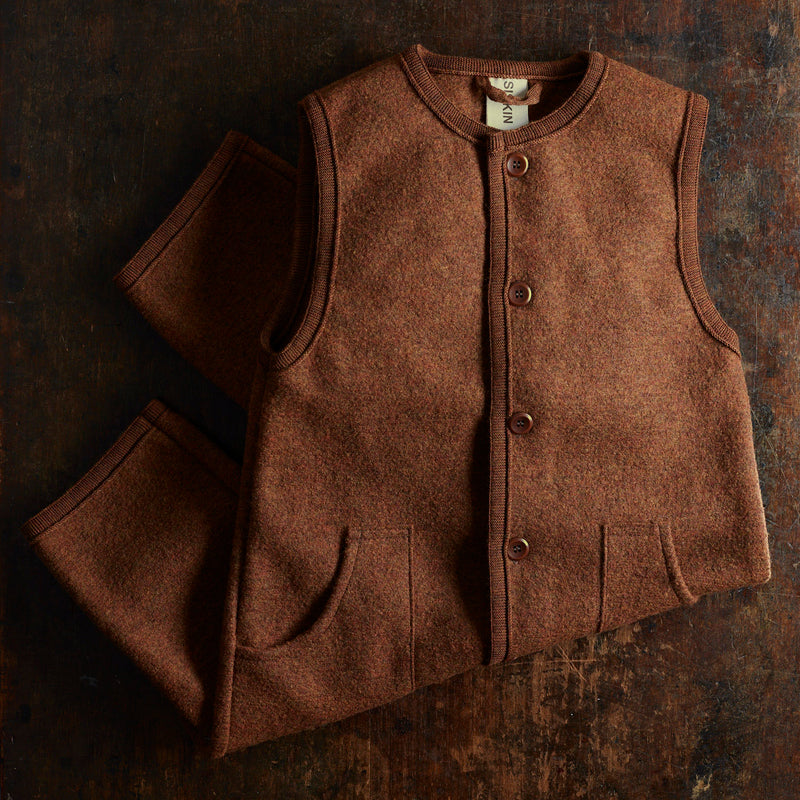 Earth Playsuit - Boiled Merino Wool - Auburn