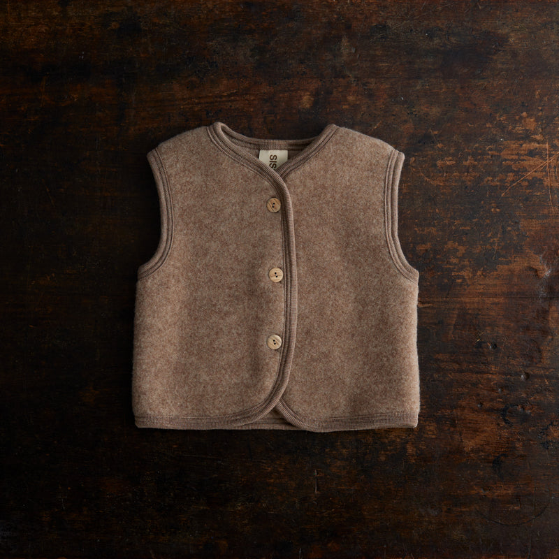 Eider Baby & Kids Vest - Merino Wool Fleece - Driftwood