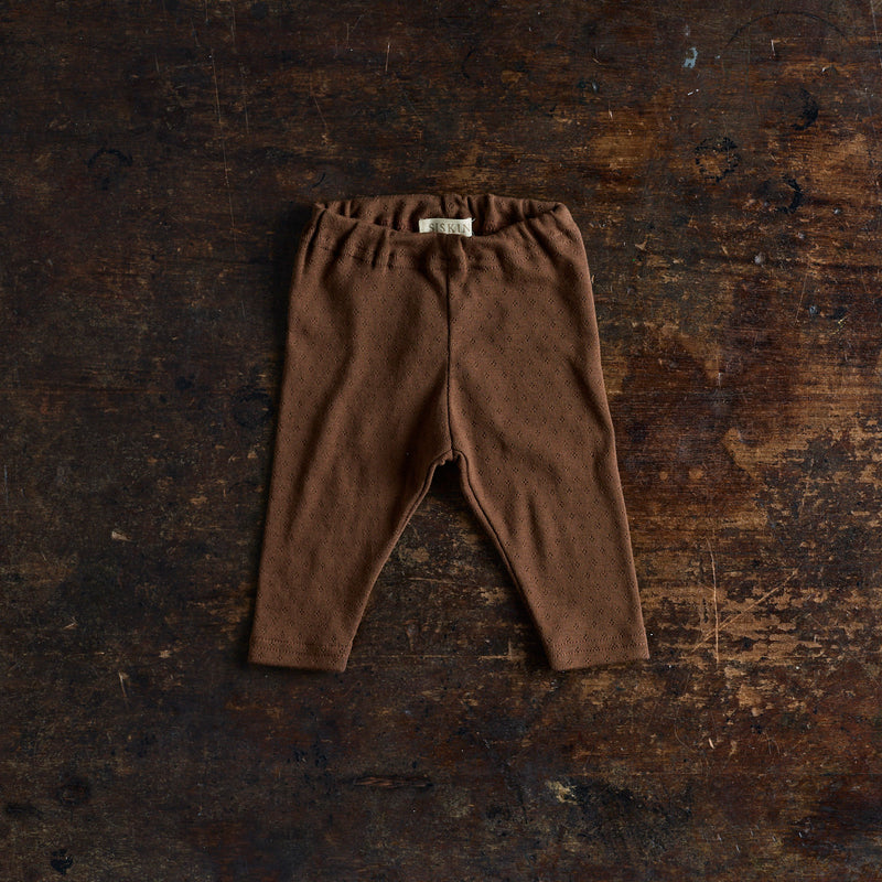 Finch Baby Leggings - Cotton Pointelle - Squirrel
