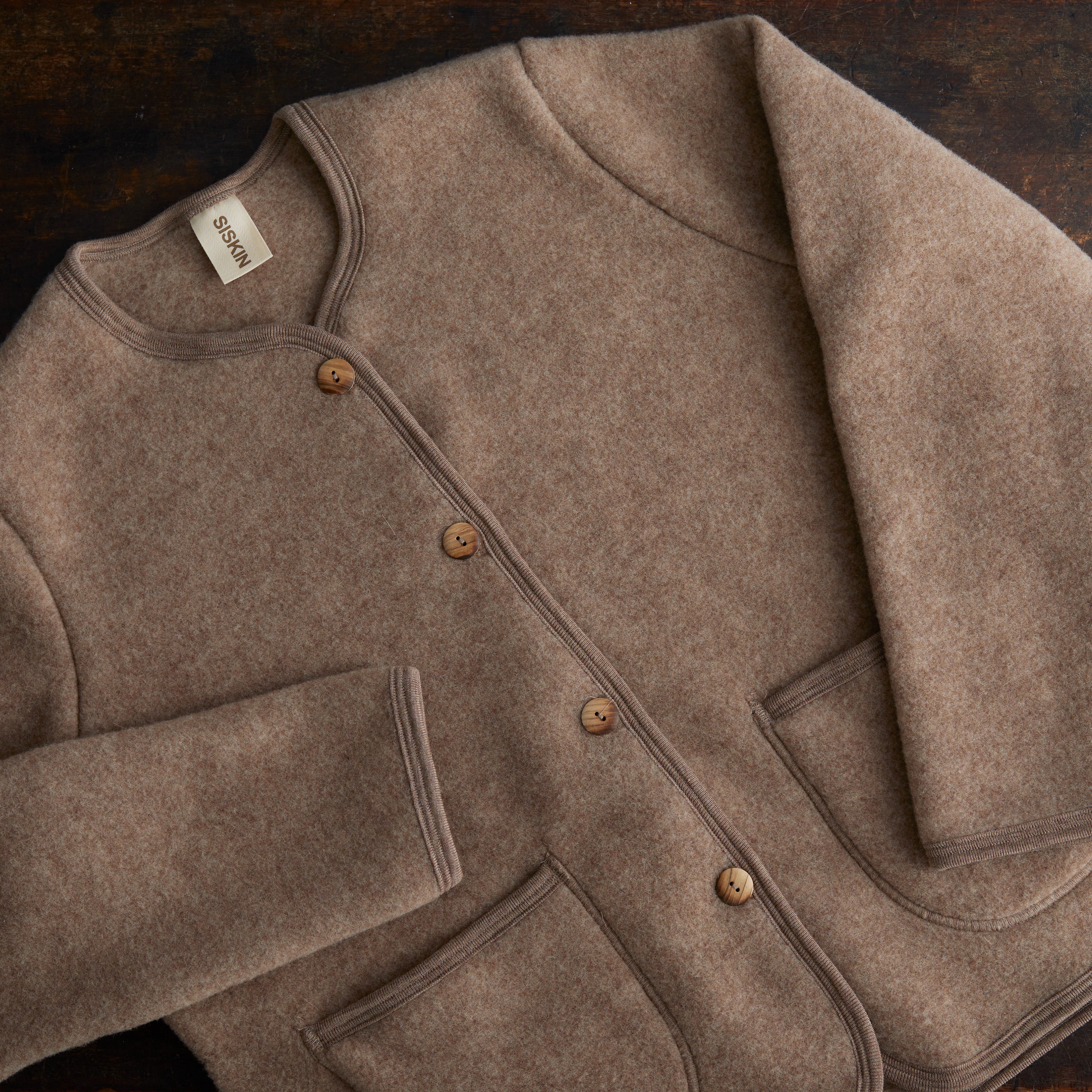 Women's Merino Wool Fleece Jacket in brown - sizes UK6-16 / EU34