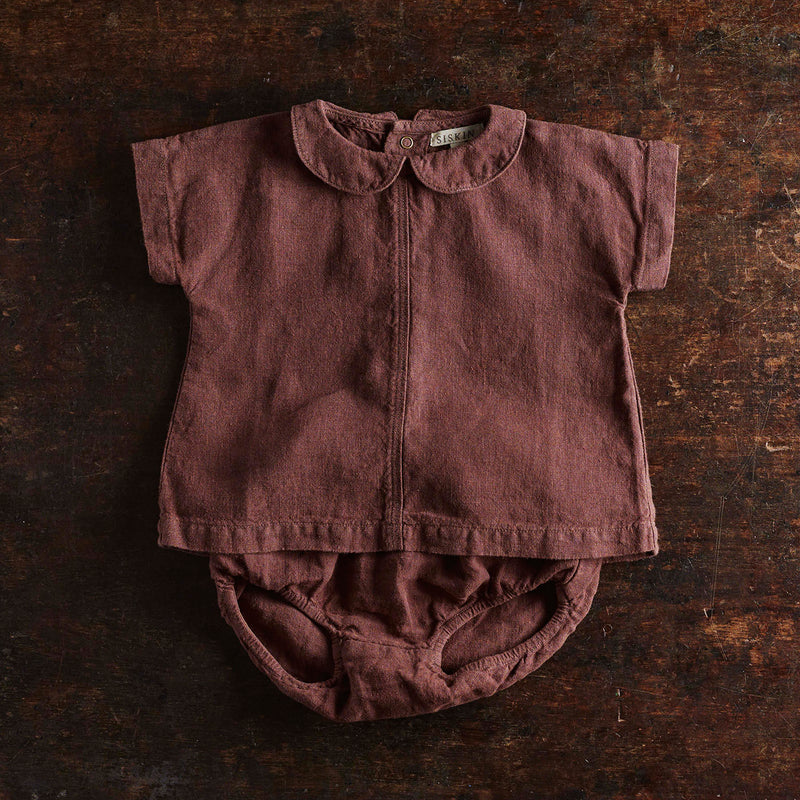 Alder Baby Tunic Top - Linen - Damson