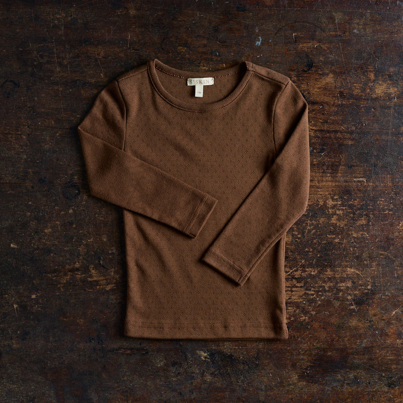 Lark Kids Top - Cotton Pointelle - Squirrel