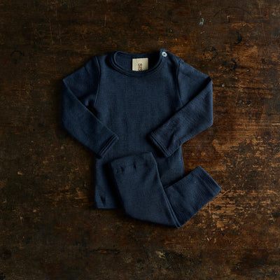 Lark Top & Finch Leggings Baby Set - Merino Wool & Silk - Night Ocean