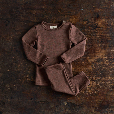 Lark Top & Finch Leggings Baby Set - Merino Wool & Silk - Squirrel