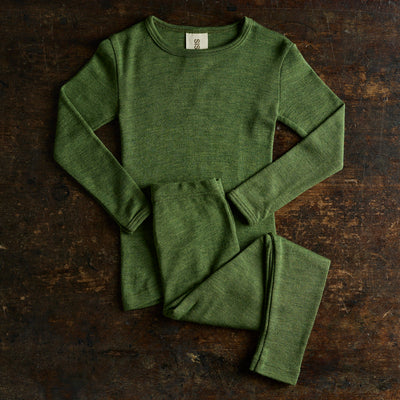 Lark Top & Finch Leggings Set - Merino Wool & Silk - Forest