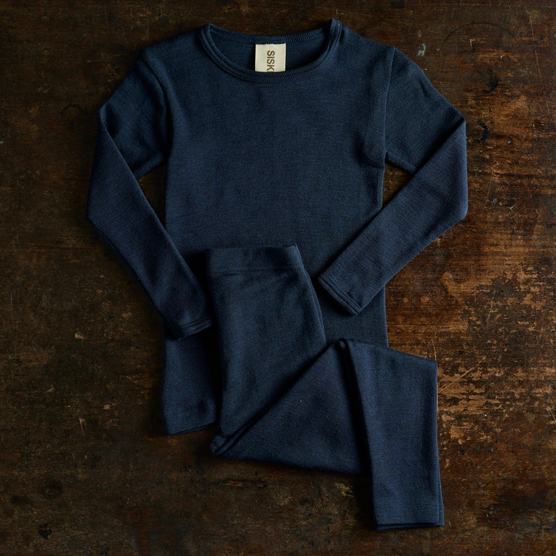 Lark Top & Finch Leggings Set - Merino Wool & Silk - Night Ocean