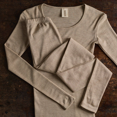 Lark Top & Finch Leggings Women’s Set - Merino Wool & Silk - Sandstorm