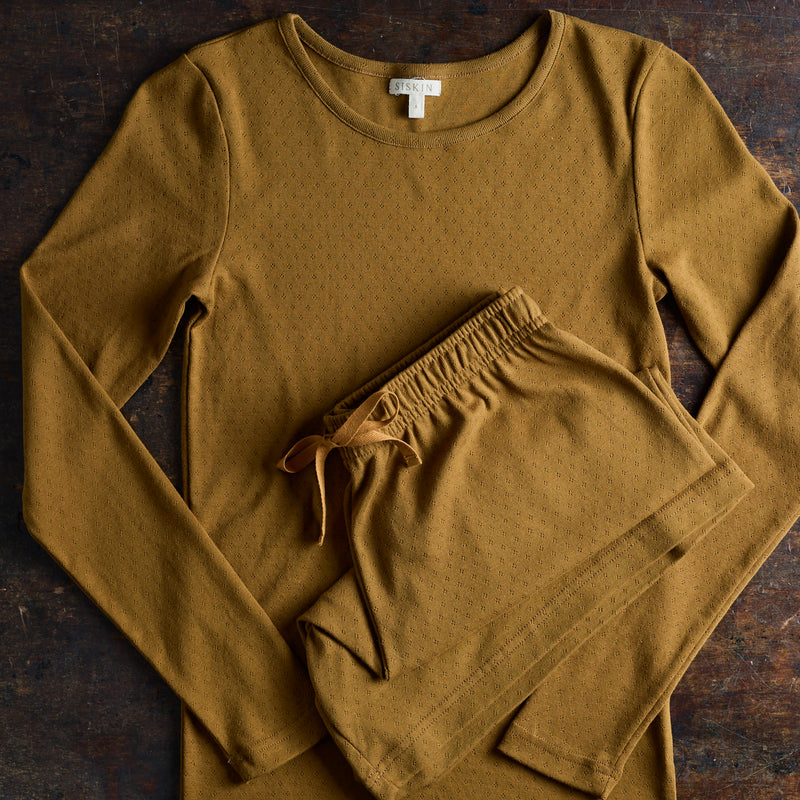 Lark Top & Lapwing Shorts Women’s Set - Cotton Pointelle - Copper