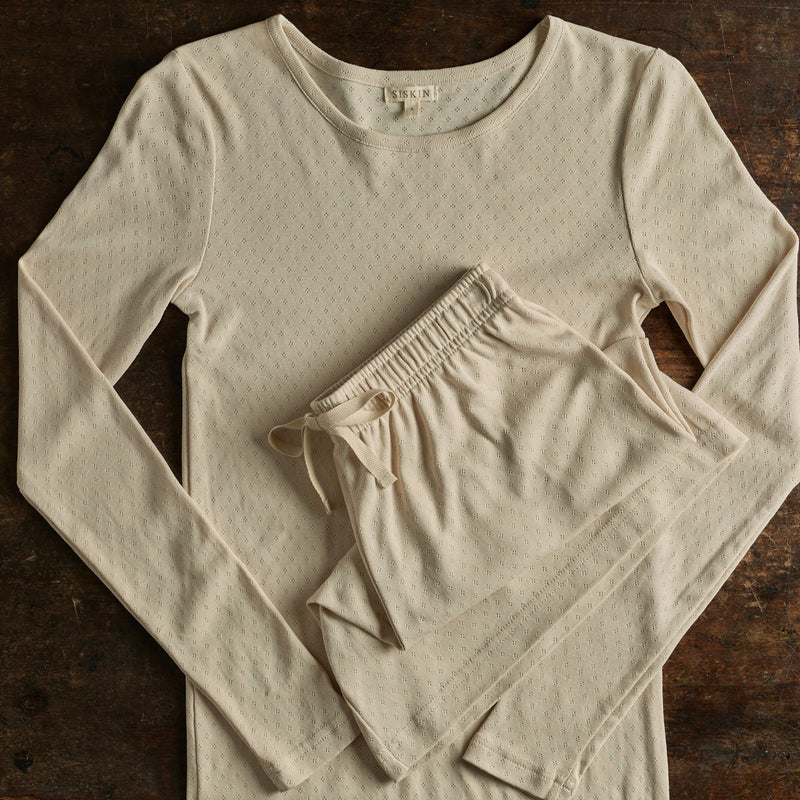 Lark Top & Lapwing Shorts Women’s Set - Cotton Pointelle - Shell