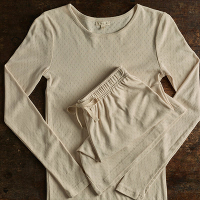 Lark Top & Lapwing Shorts Women’s Set - Cotton Pointelle - Shell