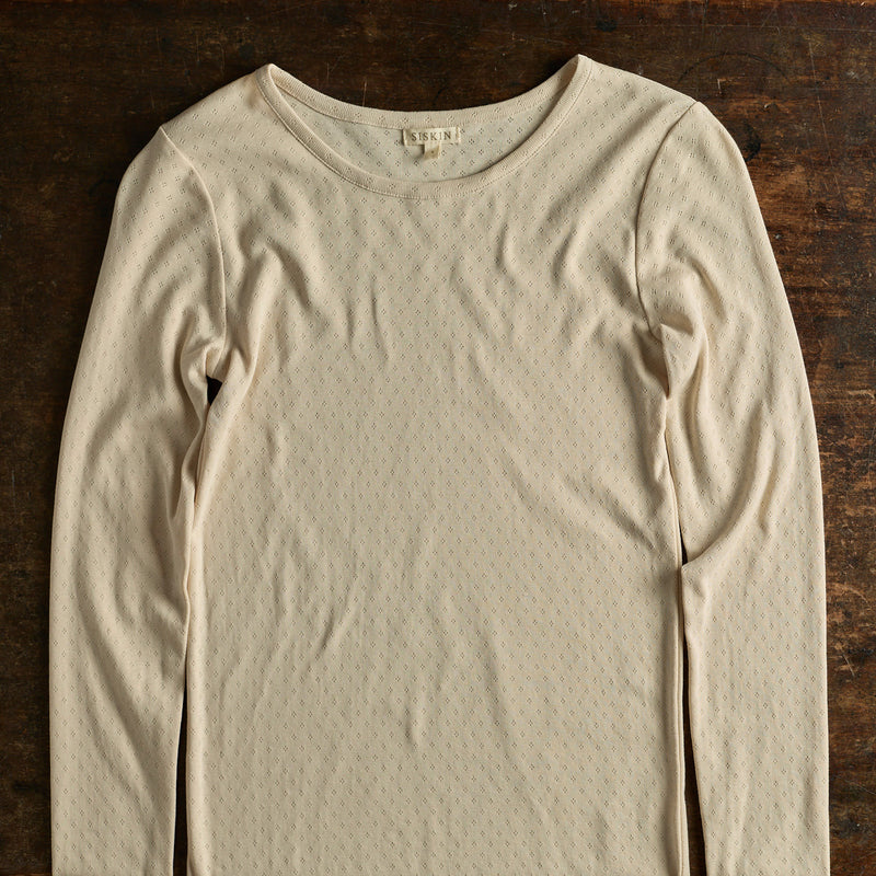 Lark Women's Top - Cotton Pointelle - Shell