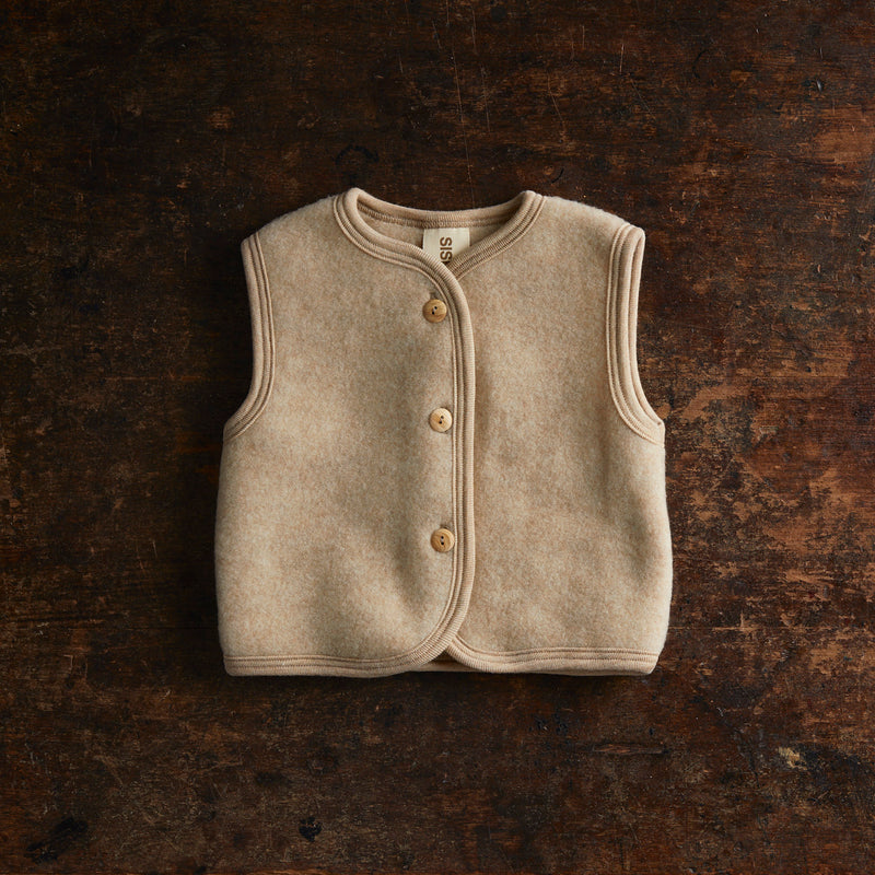 Eider Baby & Kids Vest - Merino Wool Fleece - Sandstorm