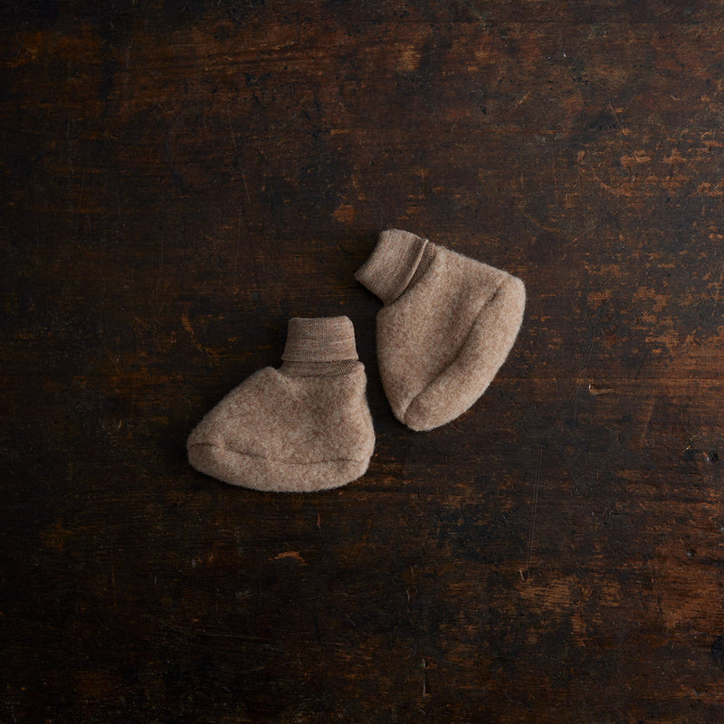 Magpie Baby Booties - Merino Wool Fleece - Driftwood