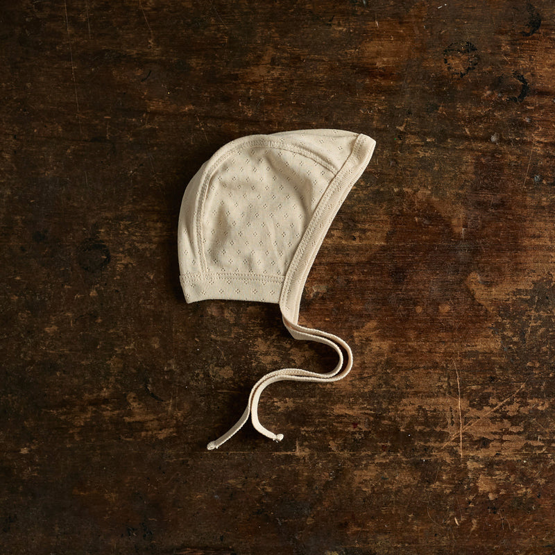 Piculet Baby Bonnet - Cotton Pointelle - Shell