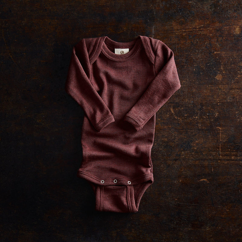 Robin Baby Body - Merino Wool & Silk - Fig