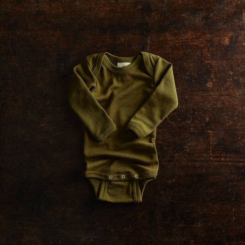 Robin Baby Body - Merino Wool & Silk - Seaweed