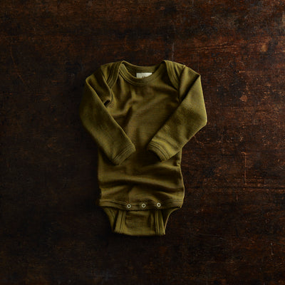 Robin Baby Body - Merino Wool & Silk - Seaweed