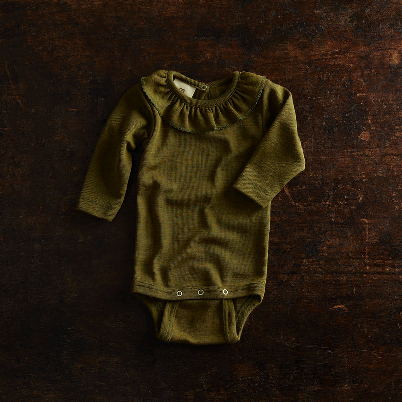 Wren Baby Body - Merino Wool & Silk - Seaweed