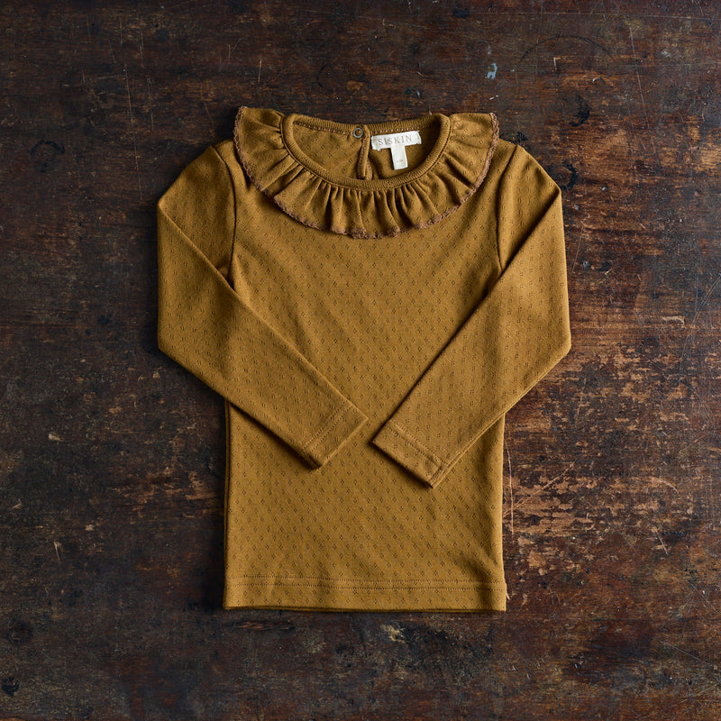 Wren Kids Top - Cotton Pointelle - Copper