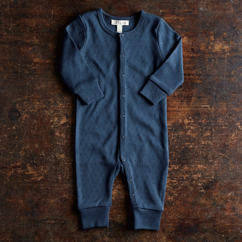 Stork Baby Pyjamas - Cotton Pointelle - Midnight