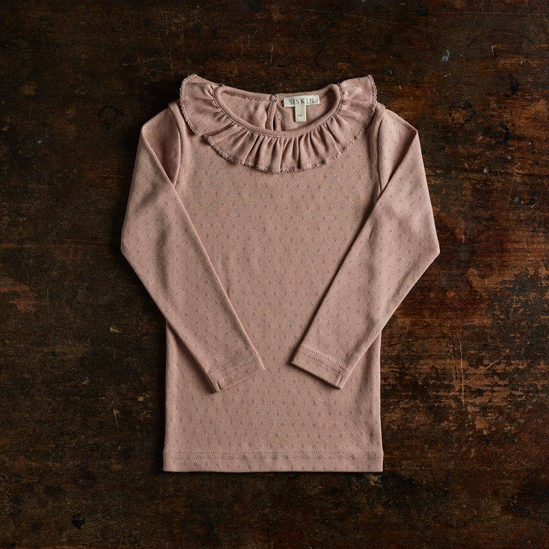 Wren Top - Cotton Pointelle - Peony